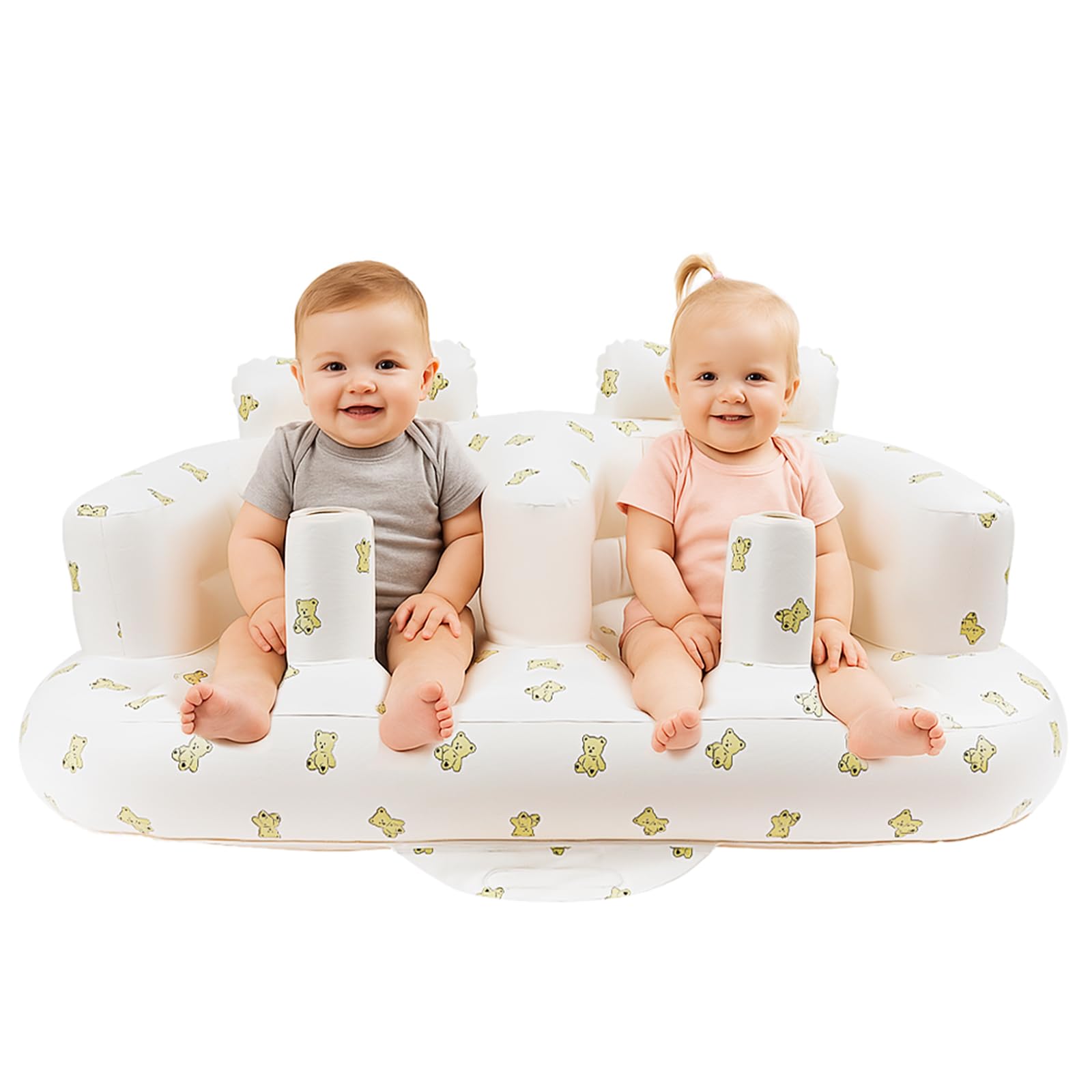 EKEPE Twins Bear double-seat inflatable chair front view for shared seating and bonding.