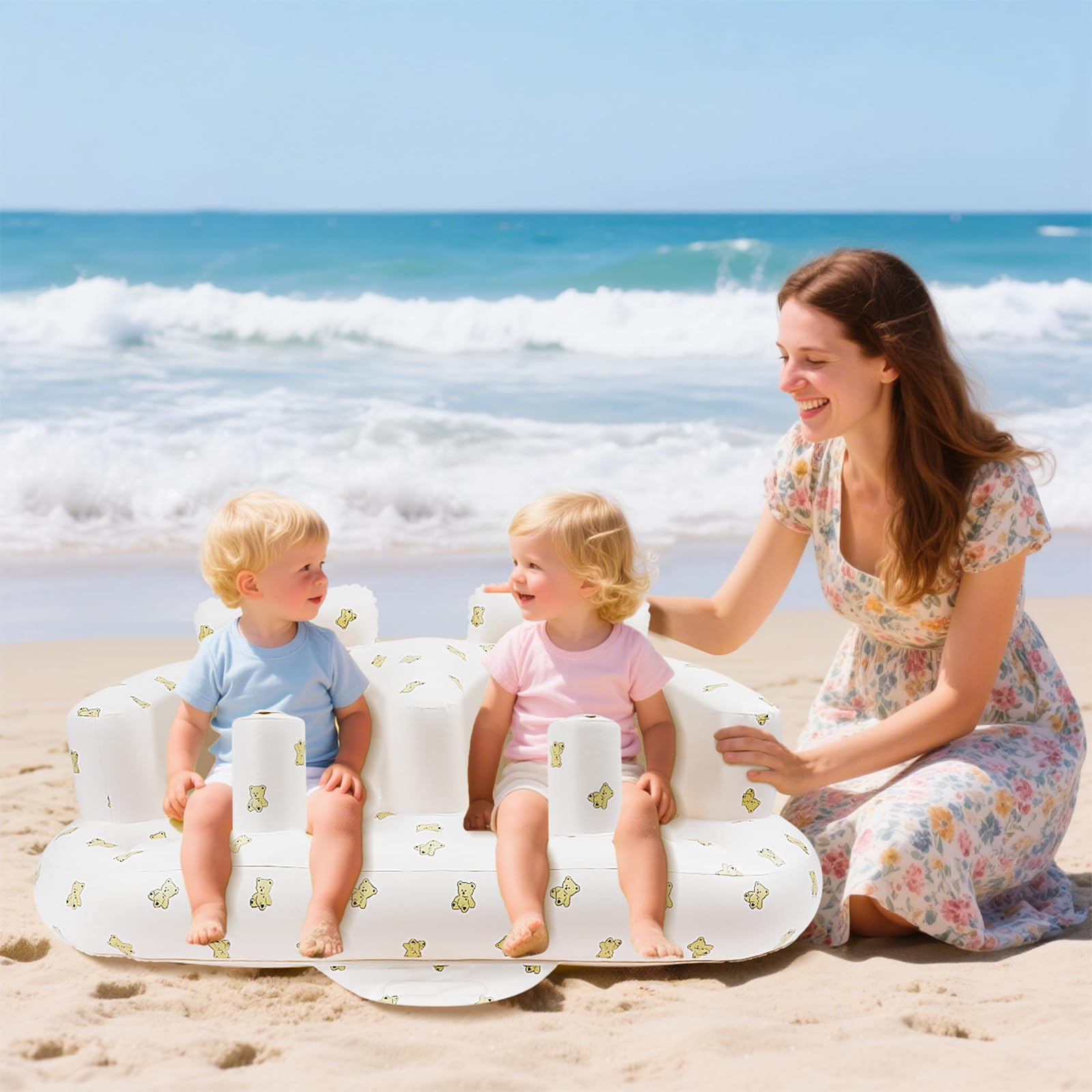EKEPE Twins Bear non-toxic PVC material ensures baby-friendly, durable seating.