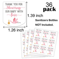 EKSPLODI pink baby shower label closeup shows vibrant print and adhesive quality.