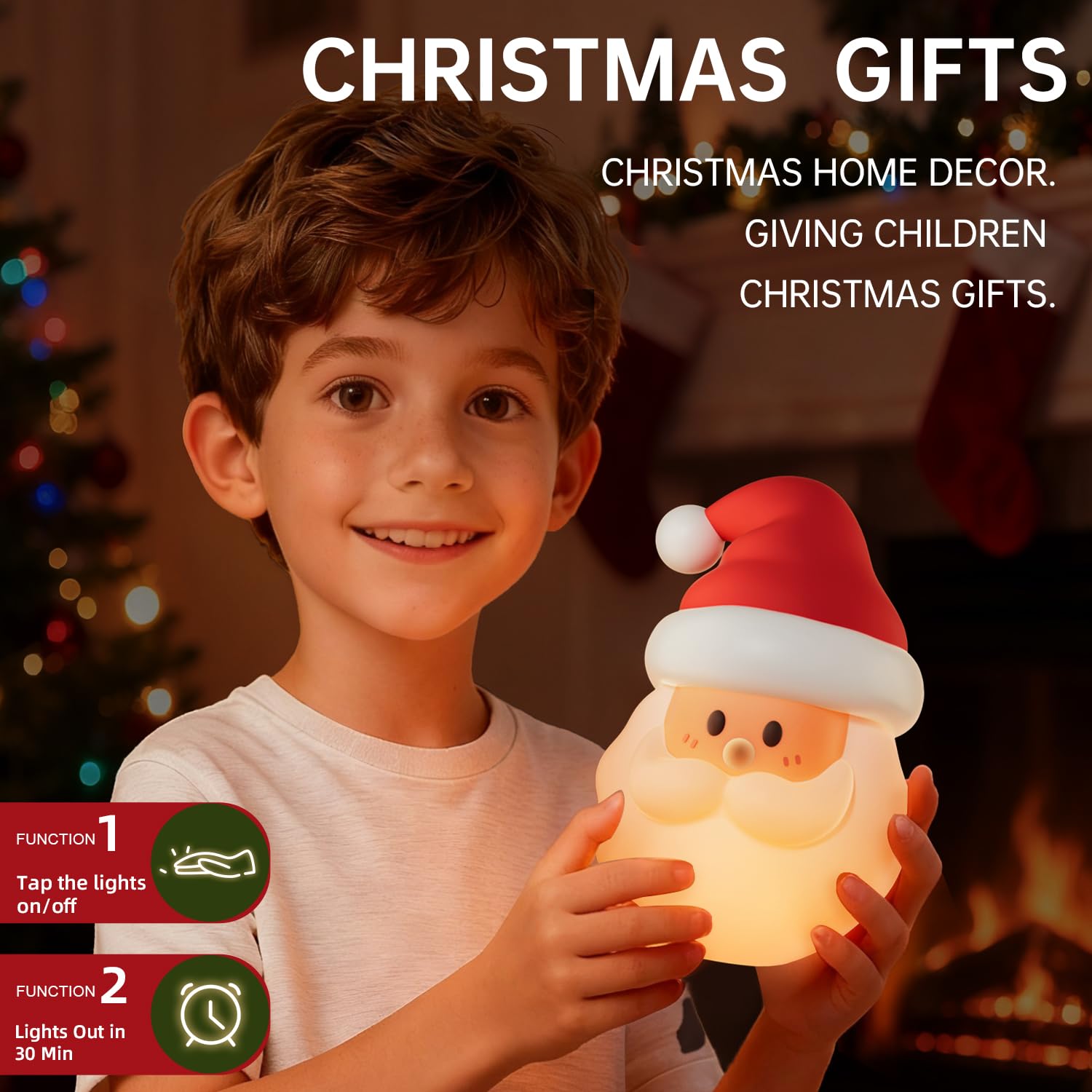 ELAMAS Santa night light warm glow 3000K creates cozy bedtime ambiance