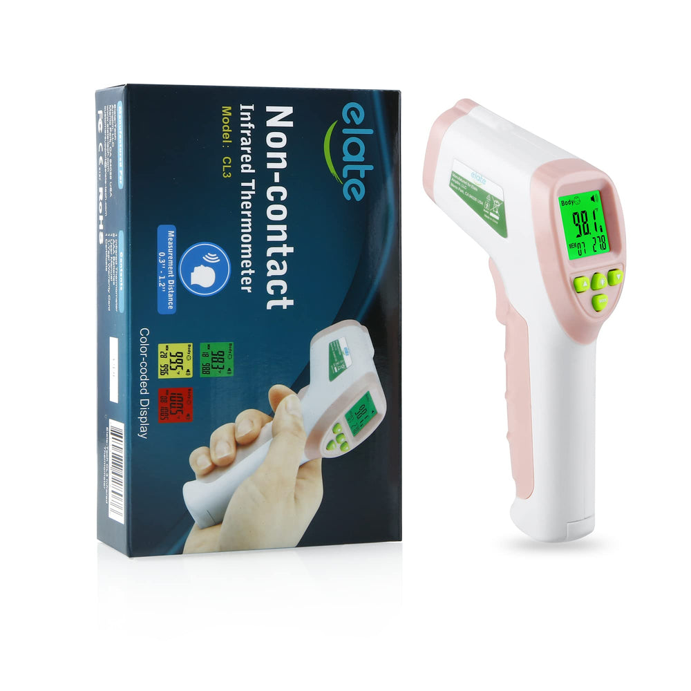Elate forehead thermometer front view showing non contact design for all ages