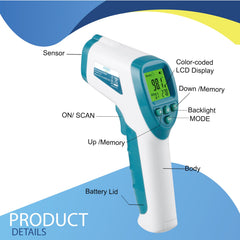 Elate Forehead Thermometer no-touch infrared technology enables hygienic checks.