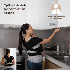ELDOMA Black Baby Wrap Carrier ergonomic-fit relieves strain while keeping baby secure.