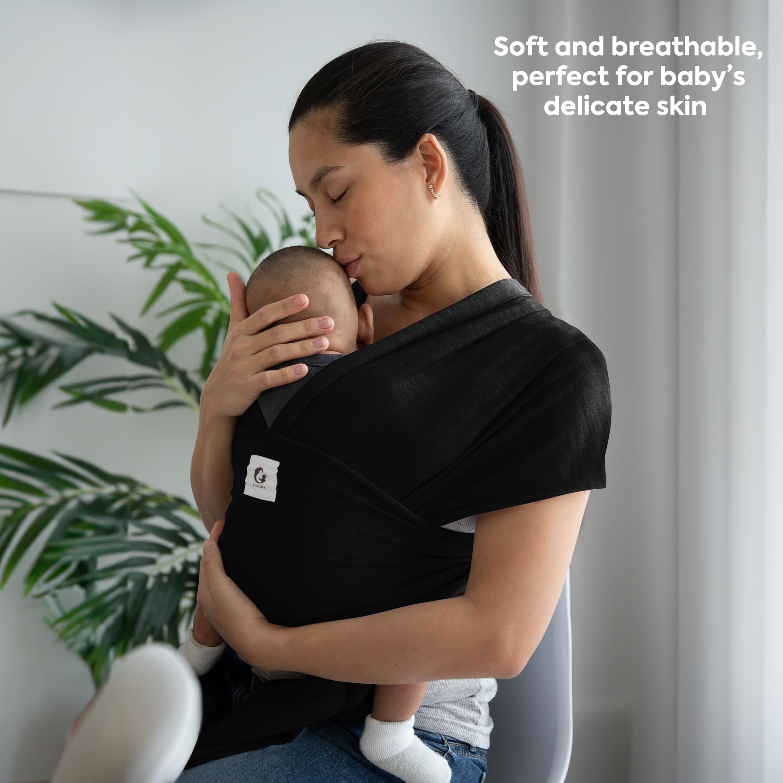 ELDOMA Black Baby Wrap Carrier newborn-to-toddler range grows with your child.