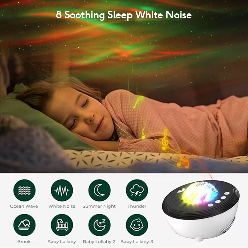 White noise options on Elec3 projector create a calm nighttime environment.