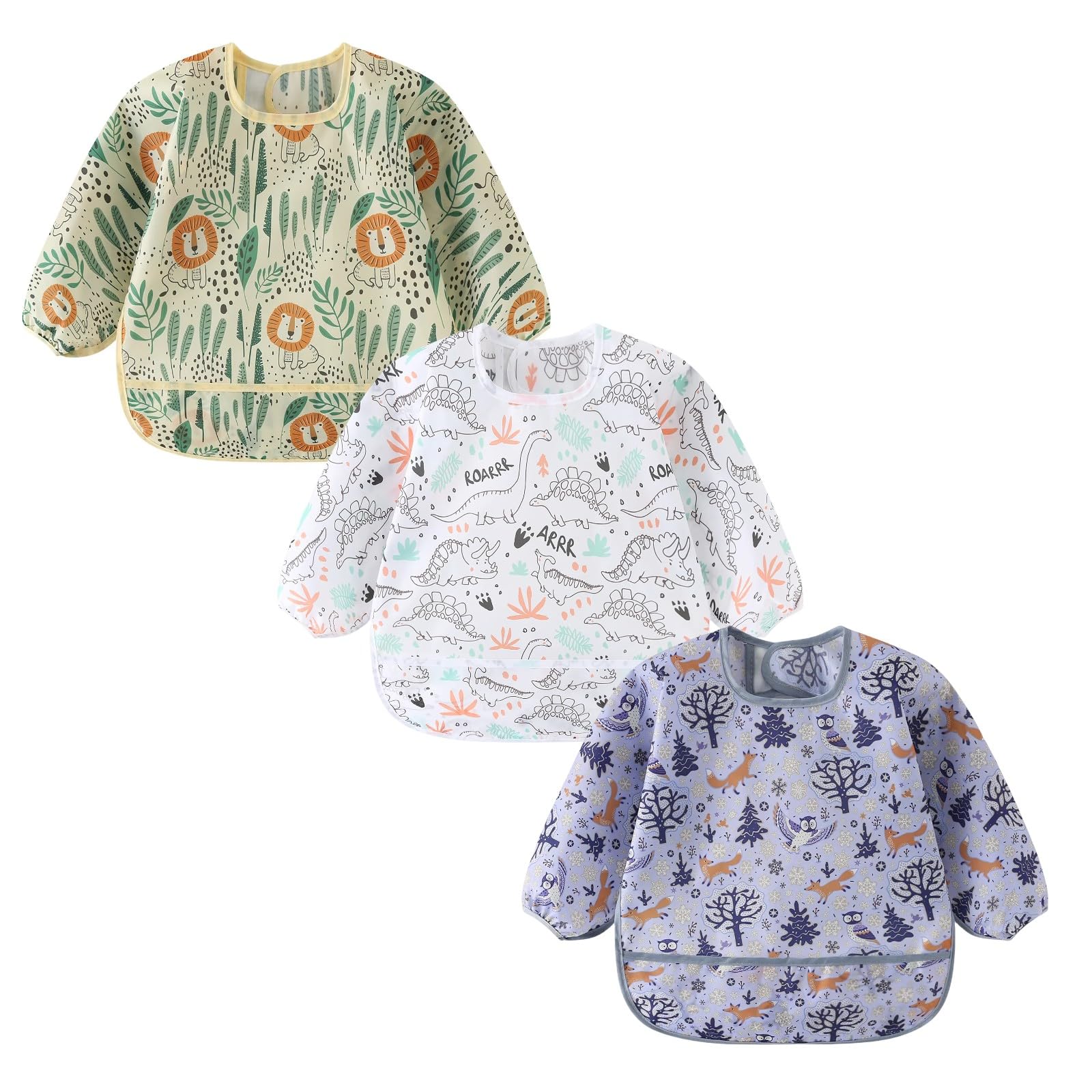 ElecMotive long sleeve bib keeps mealtime clean with a secure fit