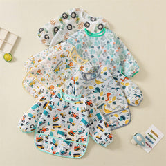 ElecMotive waterproof baby bib with pocket keeps mess contained.