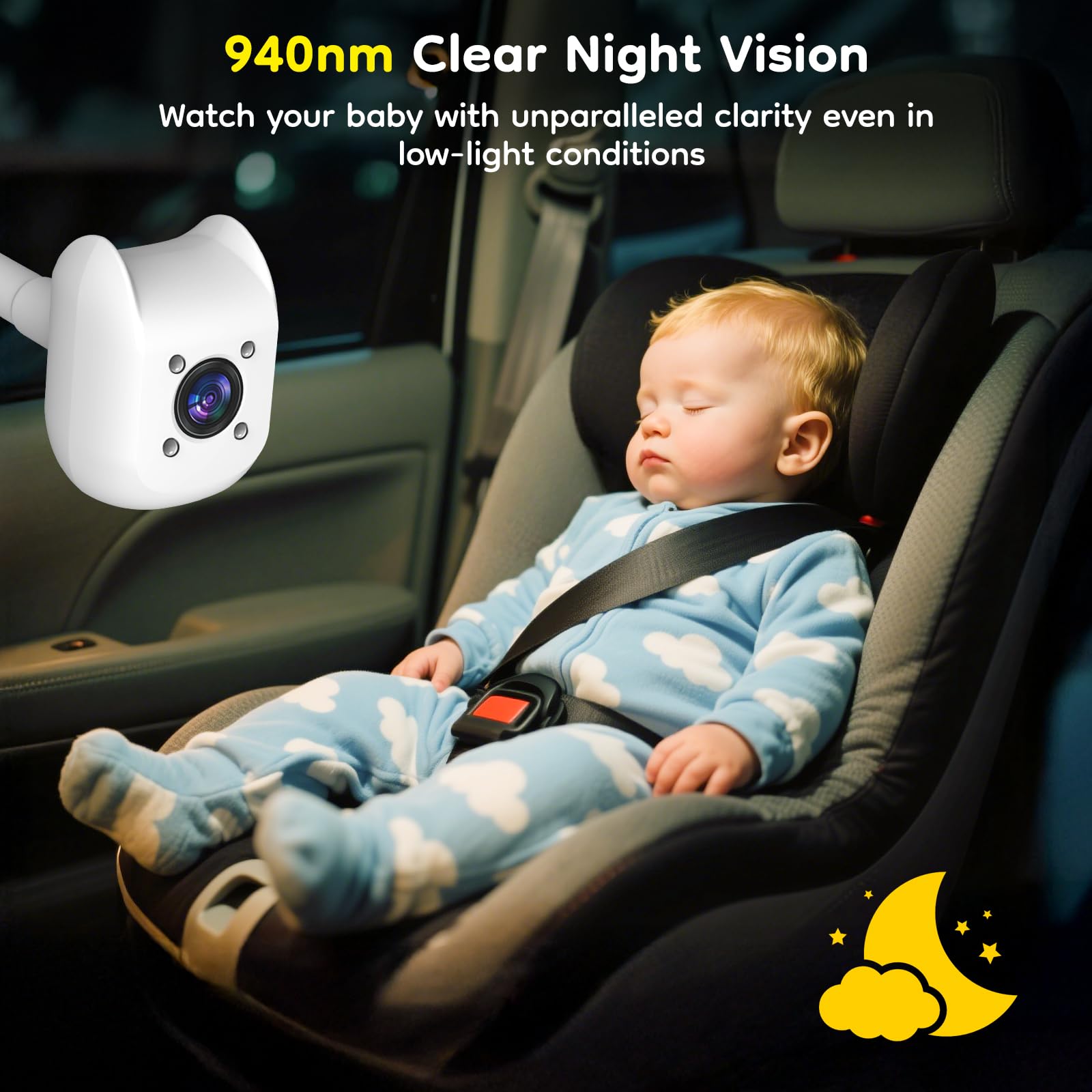 ELECROW night vision car camera preserves baby's sleep with gentle monitoring
