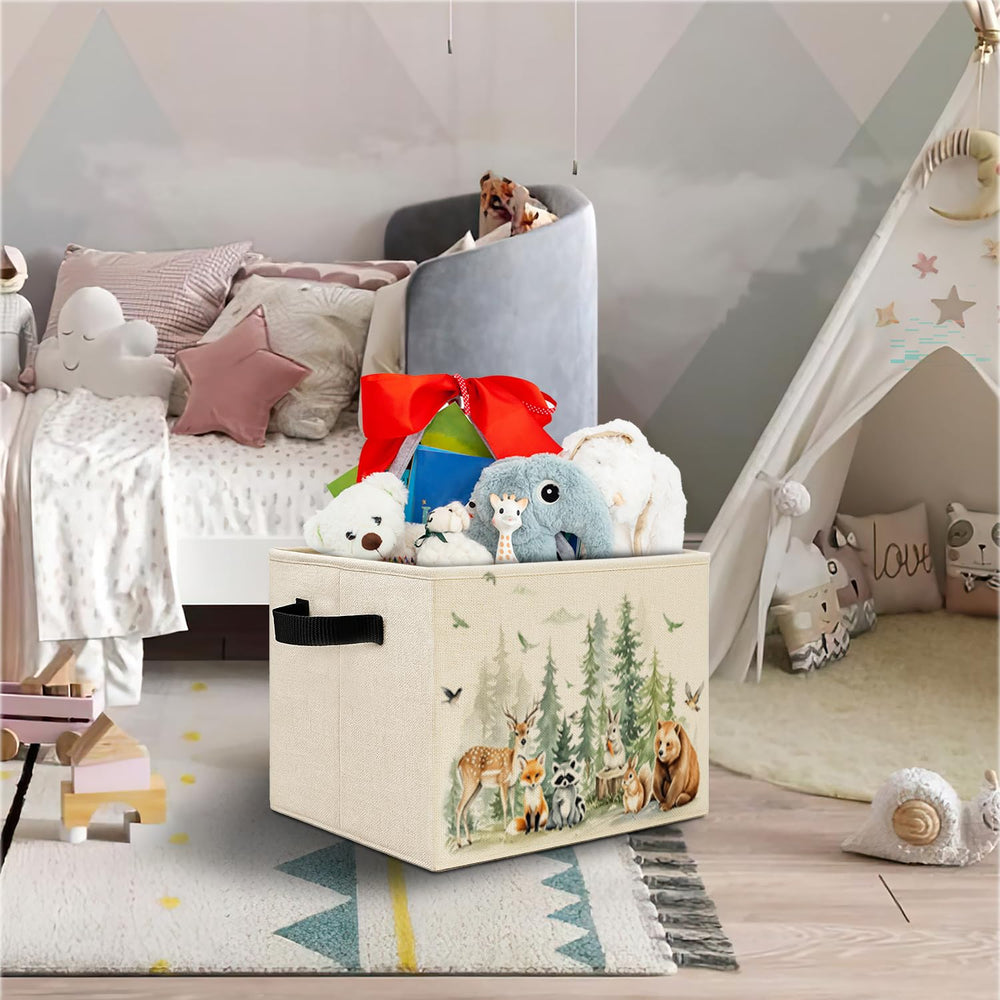Elefeltclave Animal Forest storage bin folded flat for easy under-bed storage.
