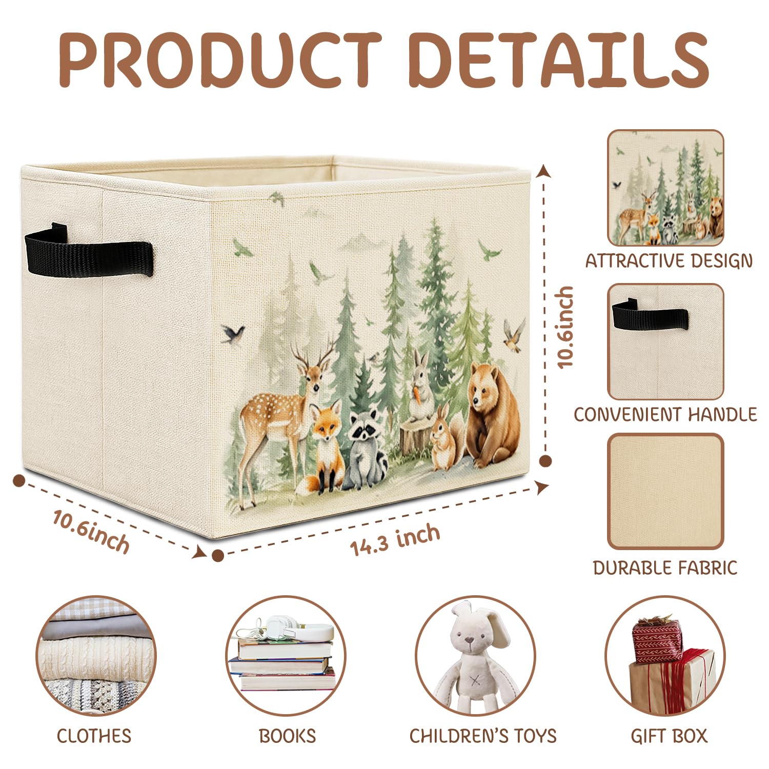 Elefeltclave Animal Forest storage bin with a neutral texture suitable for versatile decor.