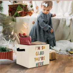 Elefeltclave storage bin with cotton-linen exterior enhances soft-touch organization.