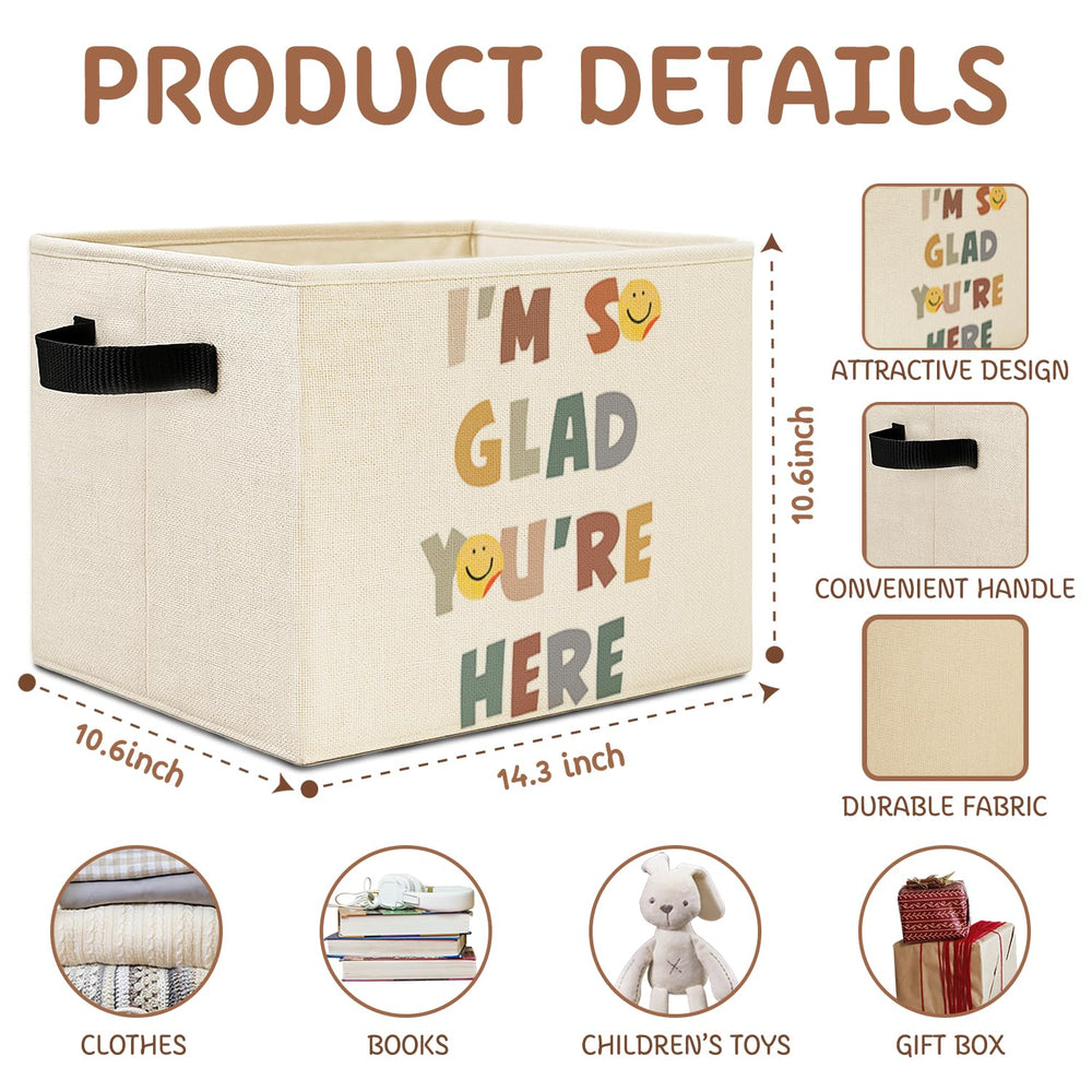 Elefeltclave Boho bin with neutral texture fits shelves and dorm rooms.