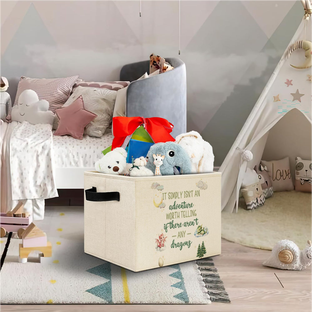 Elefeltclave Dragon Nursery Storage Bin forest design fits playroom decor and organization.