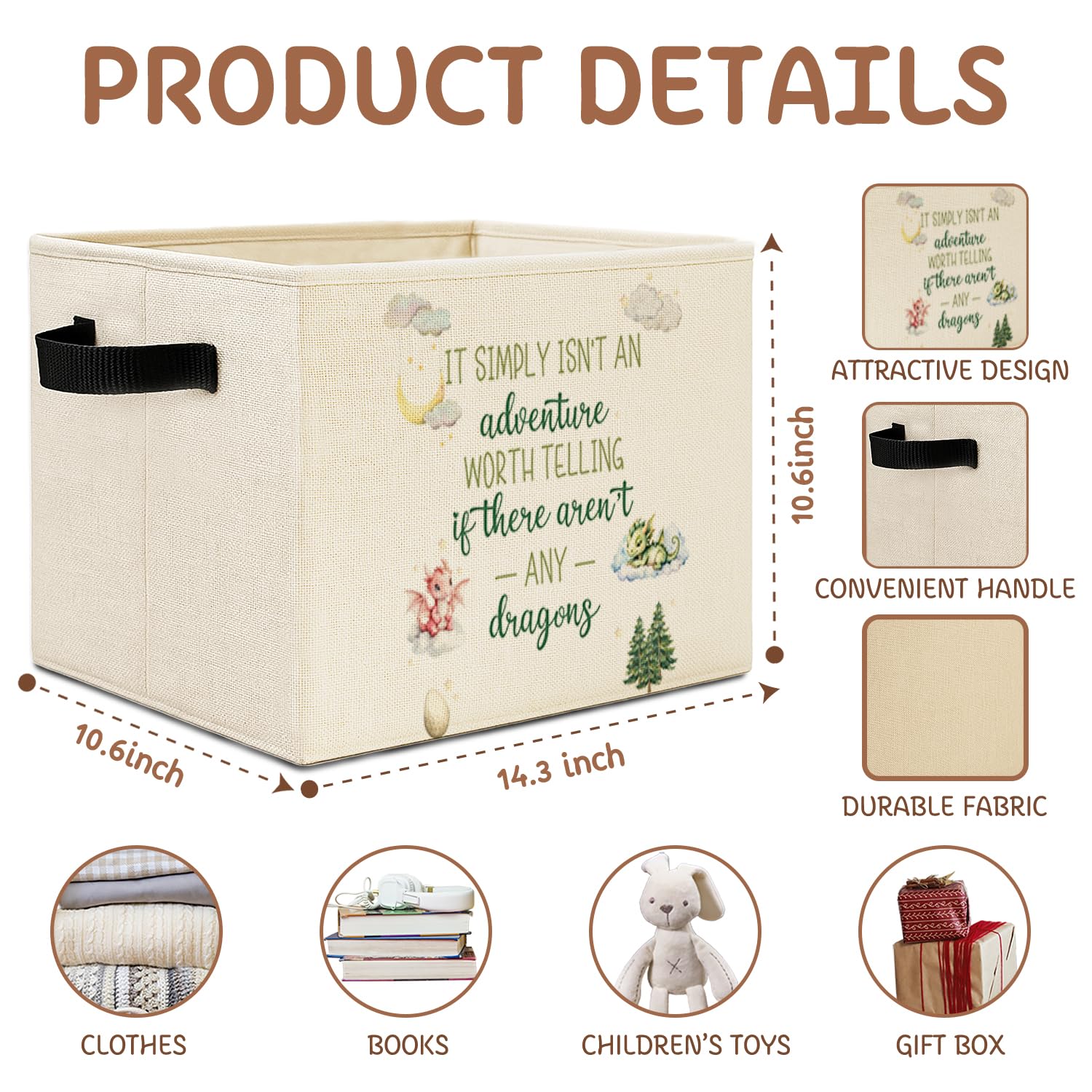 Elefeltclave Dragon Nursery Storage Bin kids toys tidy box.