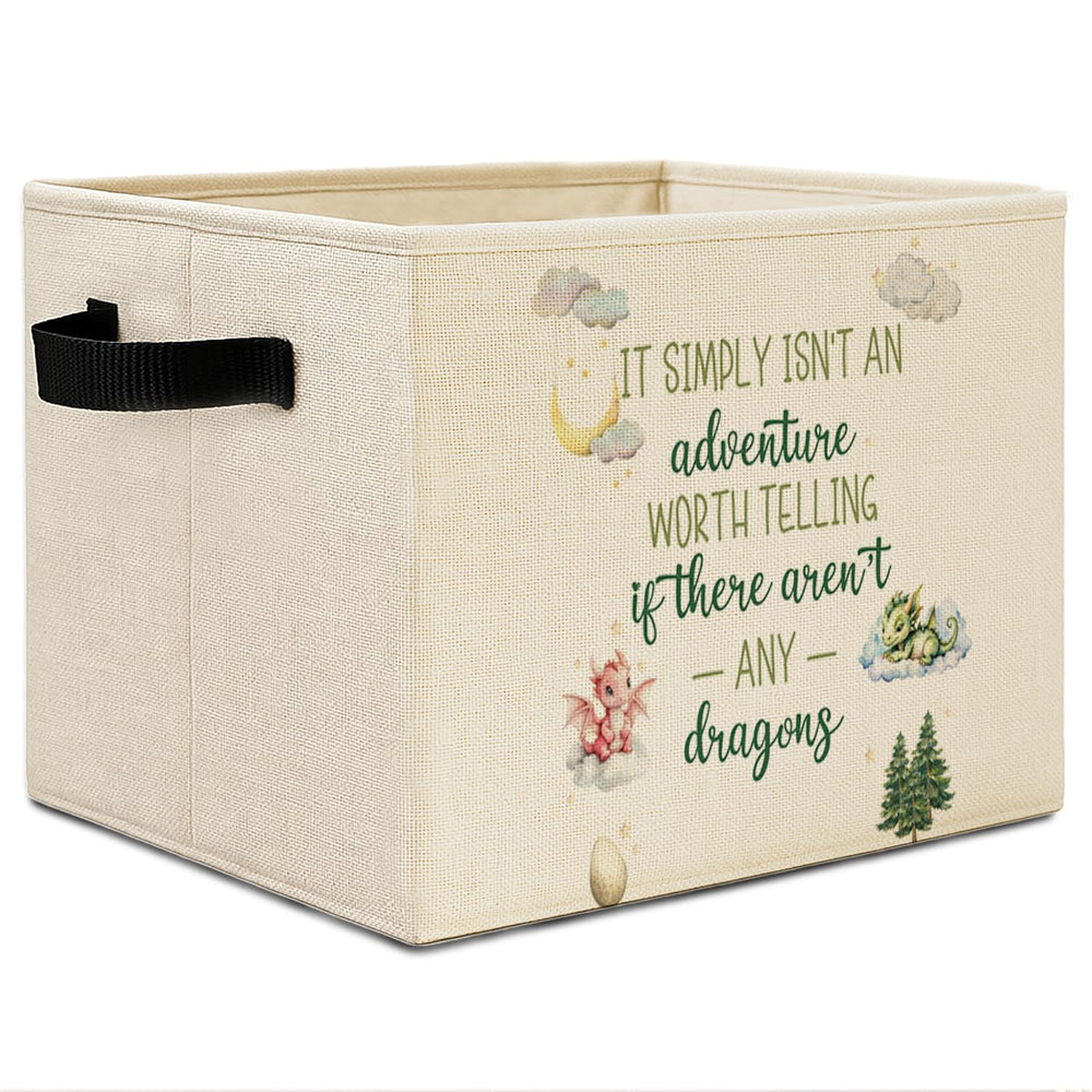 Elefeltclave Dragon Nursery Storage Bin open shows upright support for easy access.