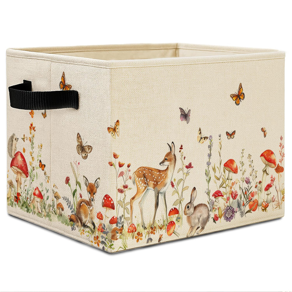 Elefeltclave forest-animal-nursery-bin keeps toys organized with playful forest imagery.