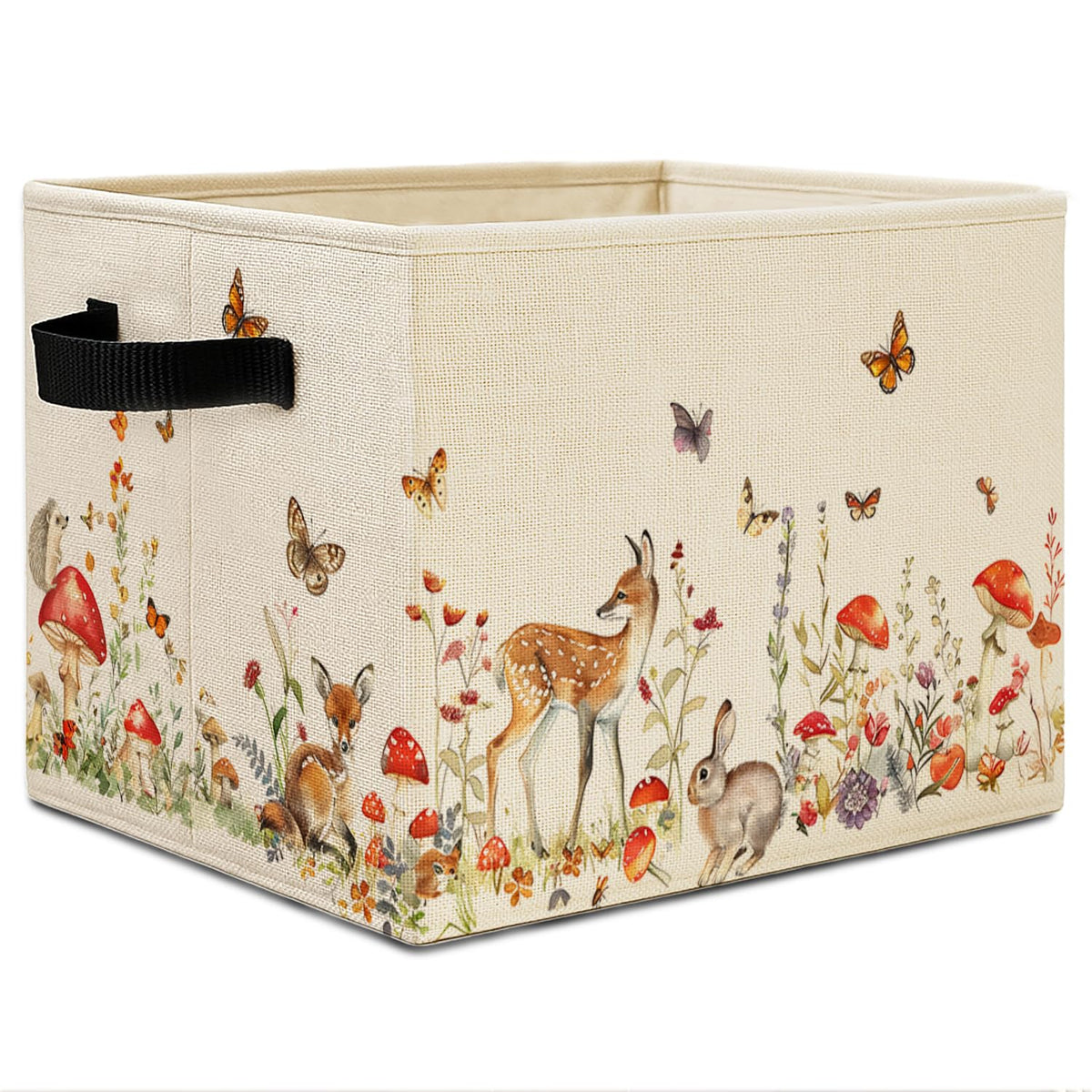 Elefeltclave forest-animal-nursery-bin keeps toys organized with playful forest imagery.