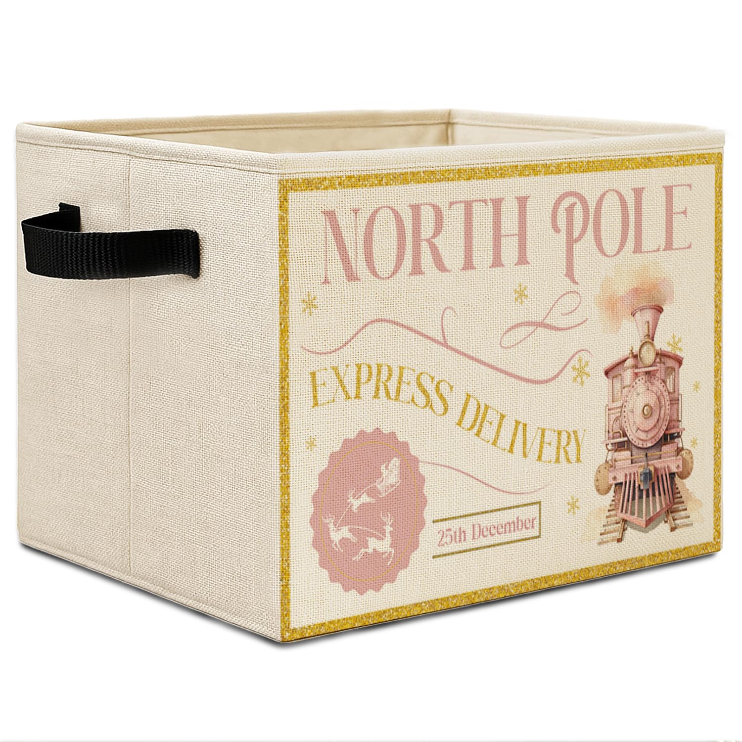 Elefeltclave North Pole Express pink bin front view shows upright storage for easy access