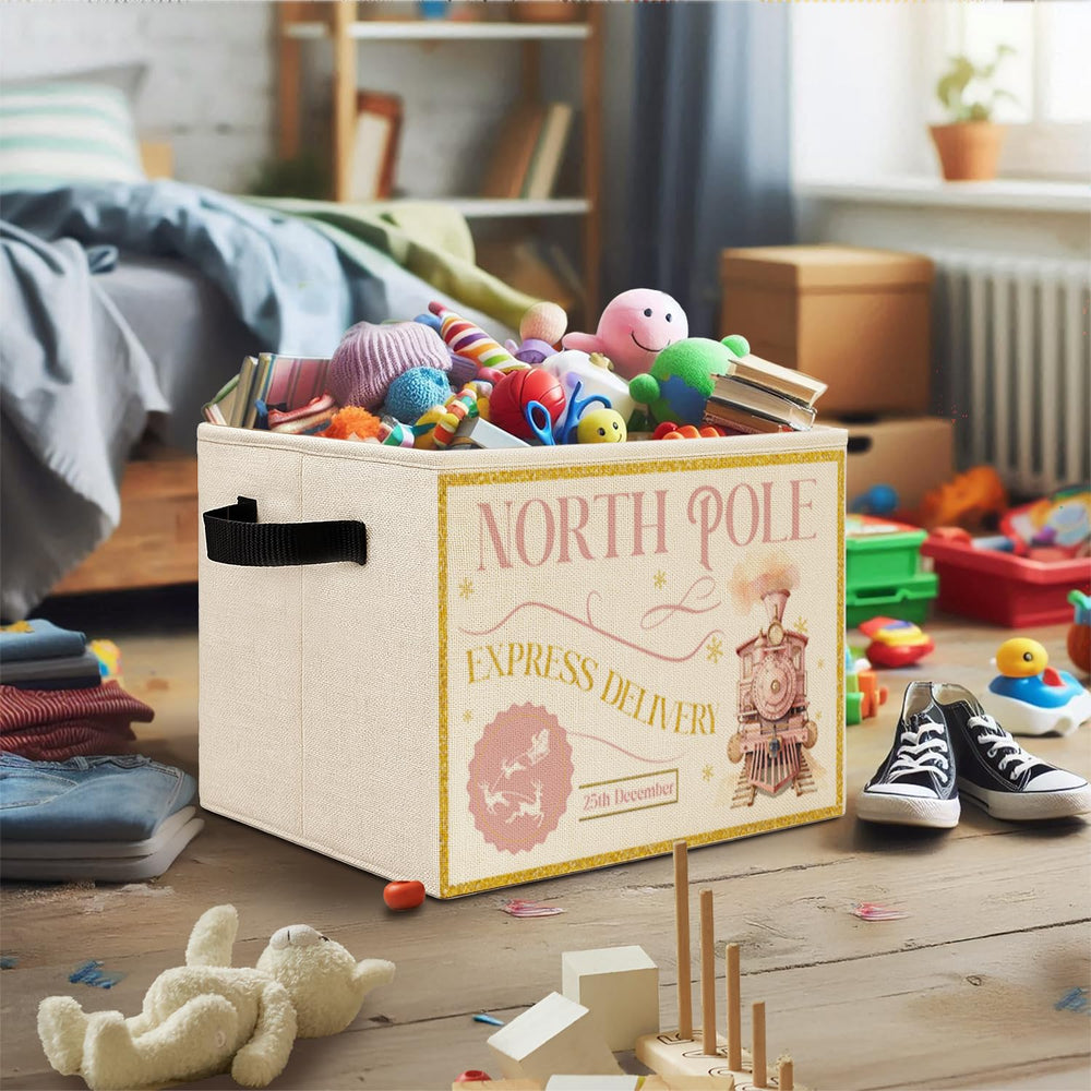 Elefeltclave North Pole Express pink bin in a kids room highlights easy organization