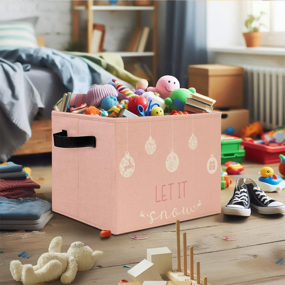 Elefeltclave pink Christmas storage bin stored in a drawer saves space.