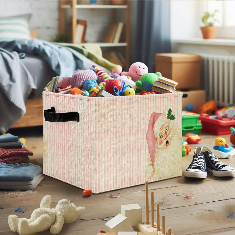 Elefeltclave Pink Santa bin-bedroom-ready blends with decor while keeping items organized in a girl's room.