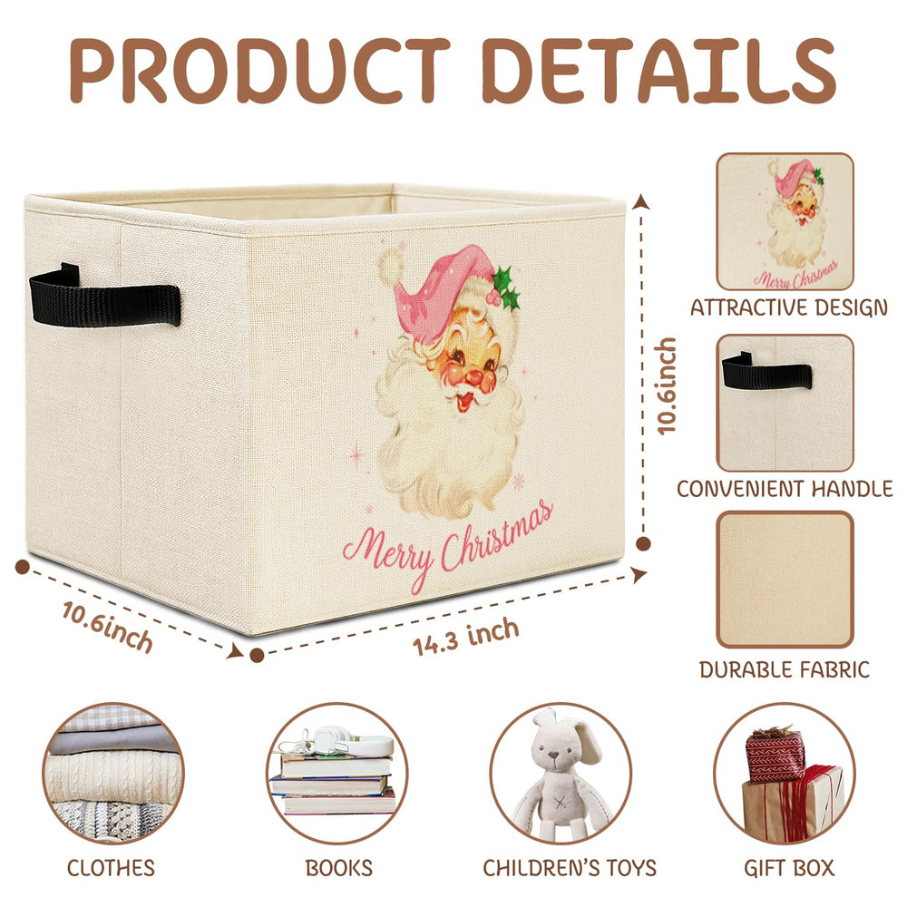 Elefeltclave Pink Santa storage bin travel-ready collapsible for trips.