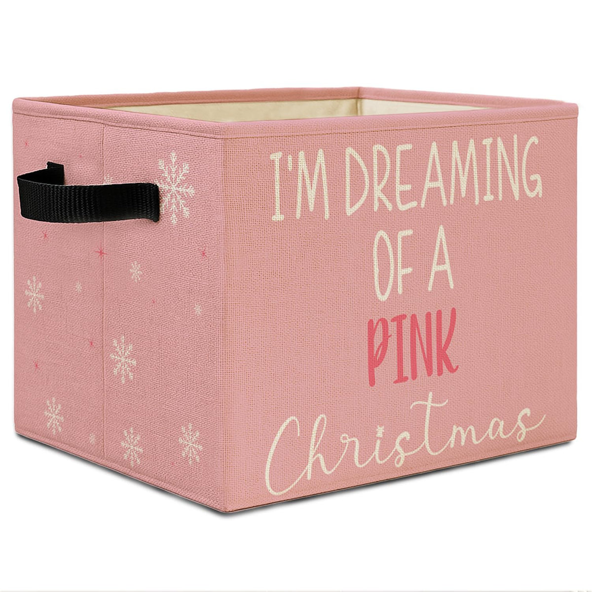 Elefeltclave Pink Winter Storage Bin folded flat for compact storage and portability.