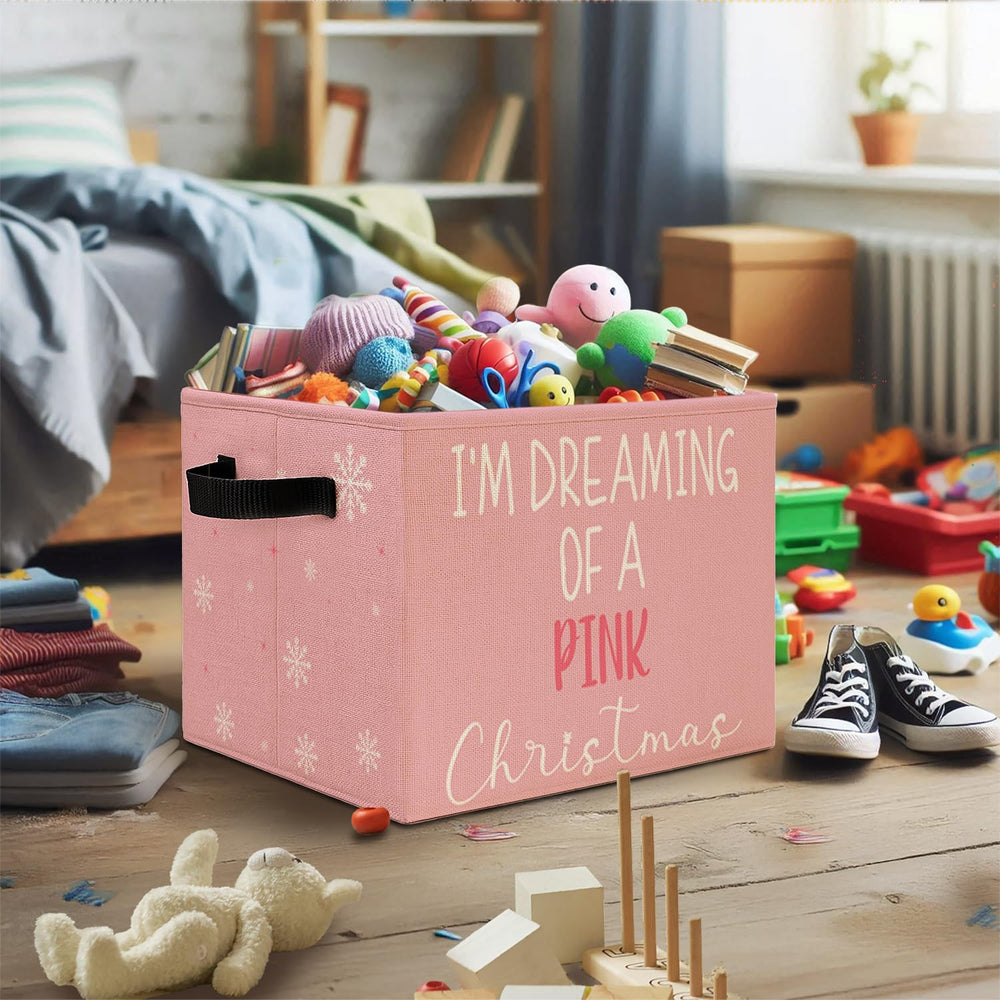 Elefeltclave Pink Winter Storage Bin as a kid-friendly toybox for easy cleanup.