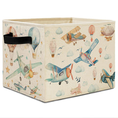 Elefeltclave storage bin front view with hot air balloon design boosts kid-friendly organization.