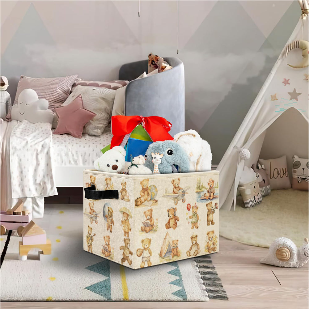 Elefeltclave Teddy Bear Sports Bin folded-flat for space-saving storage.
