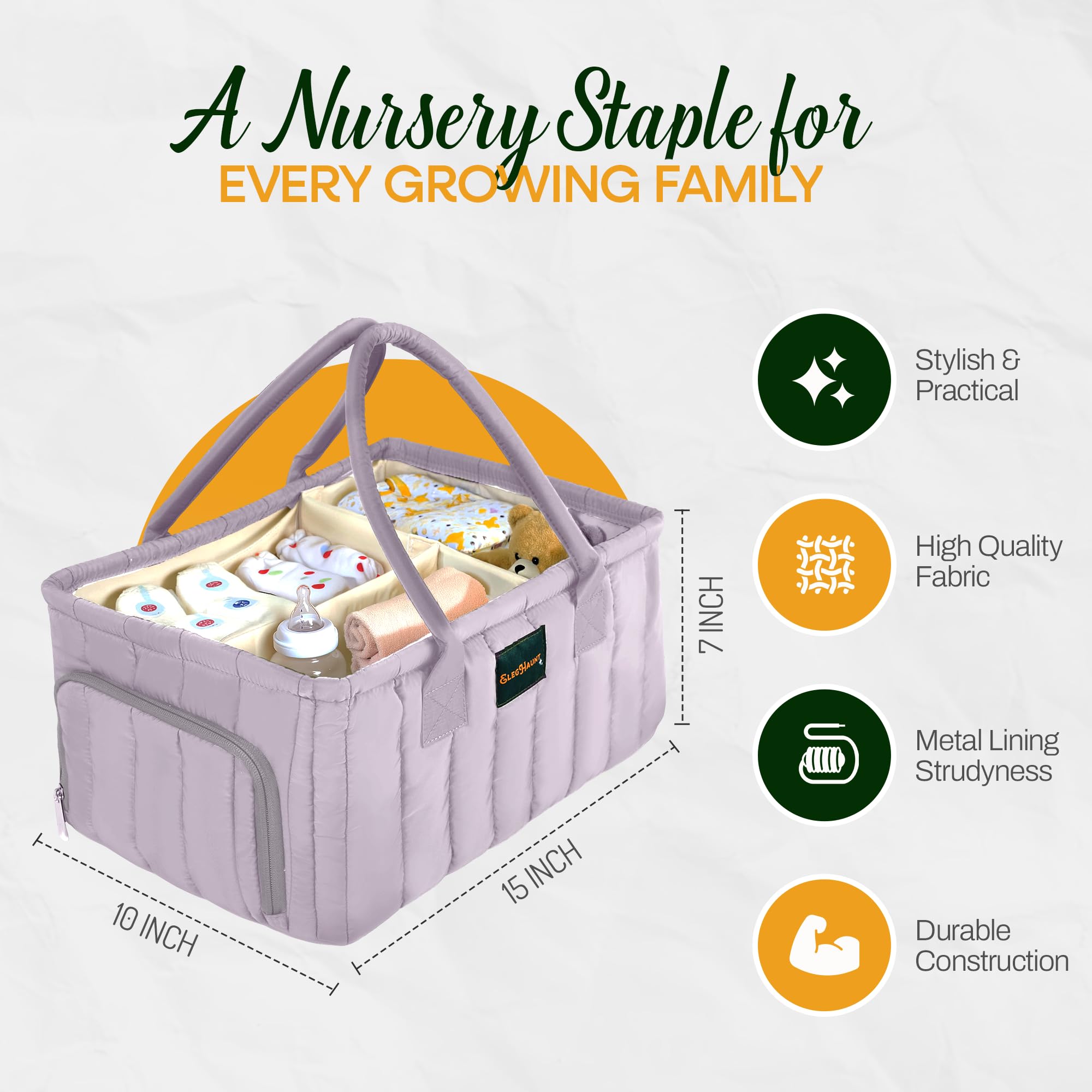 Eleghaunt portable diaper caddy ideal for car trips and moving between rooms