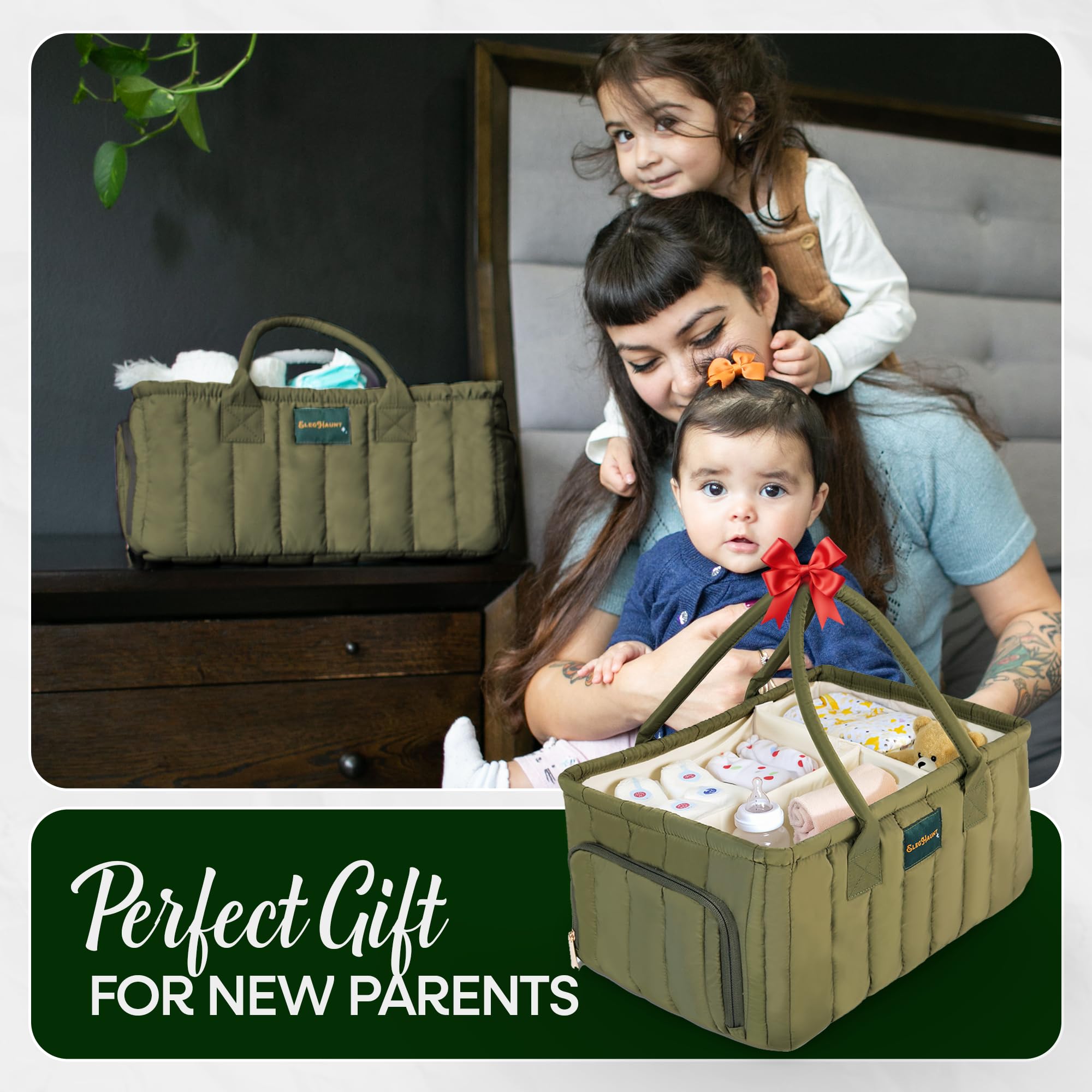 Eleghaunt large diaper caddy with stylish nursery appeal in a modern space.