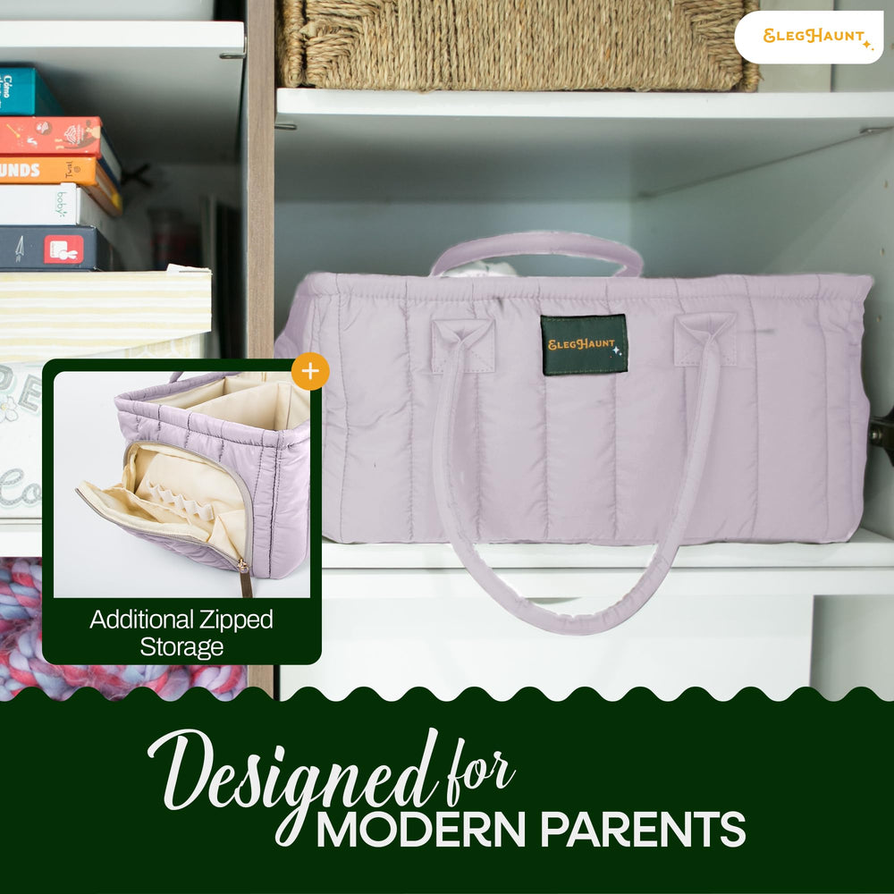 Eleghaunt diaper caddy washable material shows wipe-clean ease and long-lasting freshness