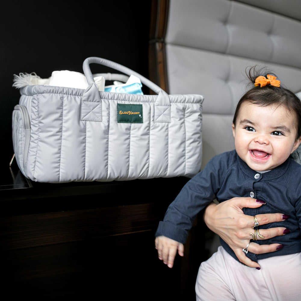 Eleghaunt durable, quick-clean gray diaper caddy for busy families.