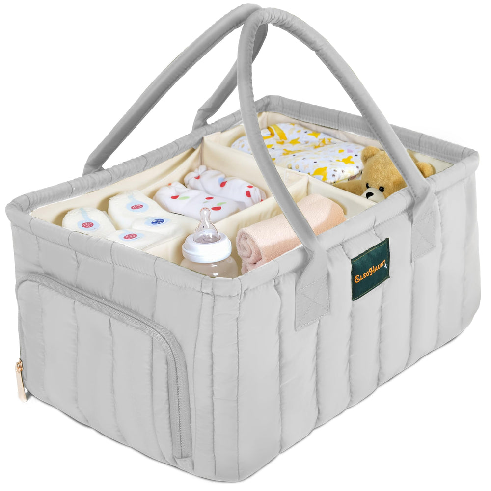 Eleghaunt large diaper caddy organizer with handle in gray keeps essentials within reach.