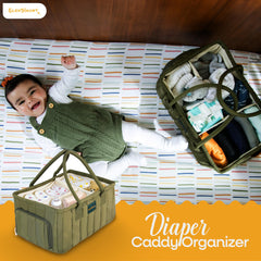 Eleghaunt large diaper caddy organizer side view shows portable organization on the go.