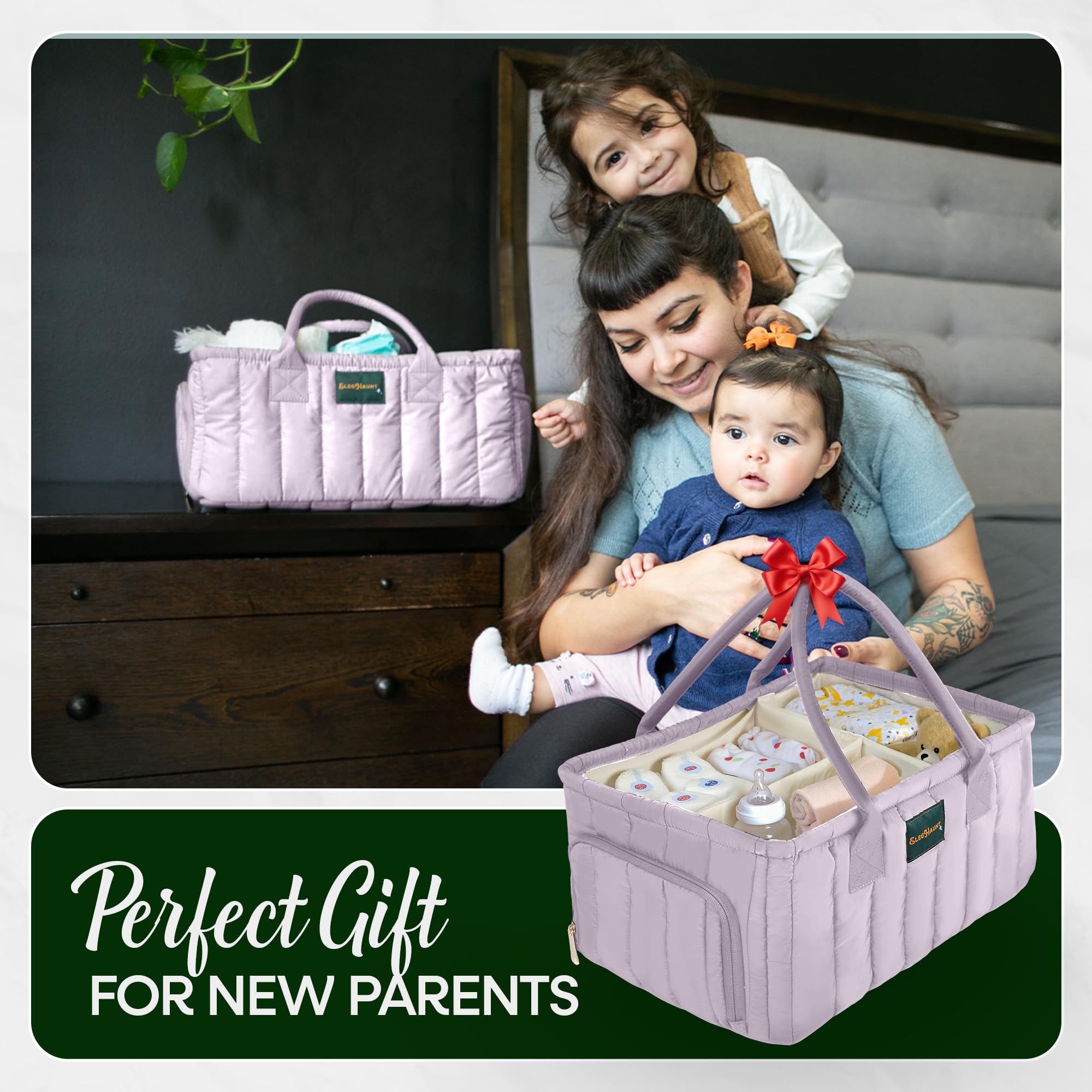 Eleghaunt nursery organizer blends with decor while keeping essentials within reach