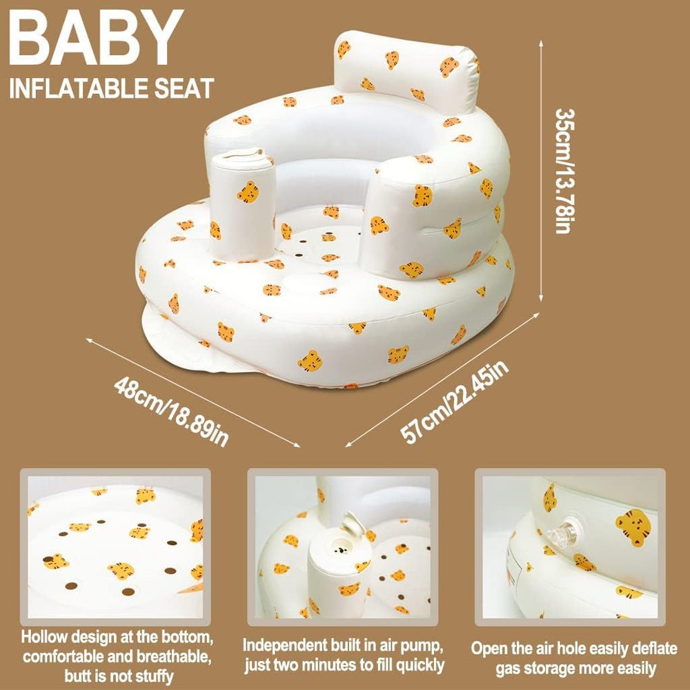 Elemensis inflatable baby seat safety post emphasizes centered support during use