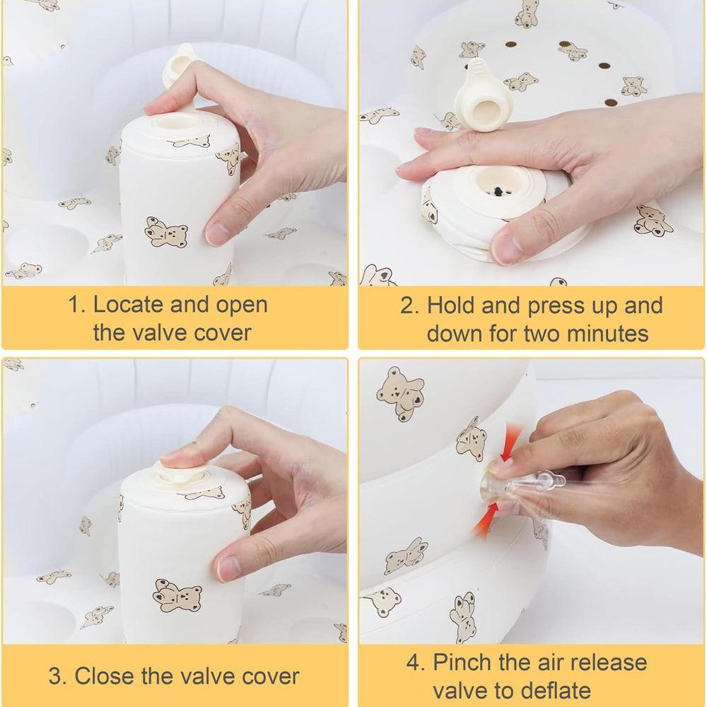 Elemensis inflatable baby seat surface cleanable accommodates easy wipe-down after sessions
