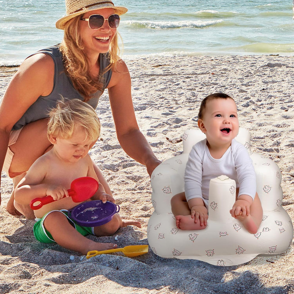 Elemensis inflatable rabbit seat packaging emphasizes travel-ready chair