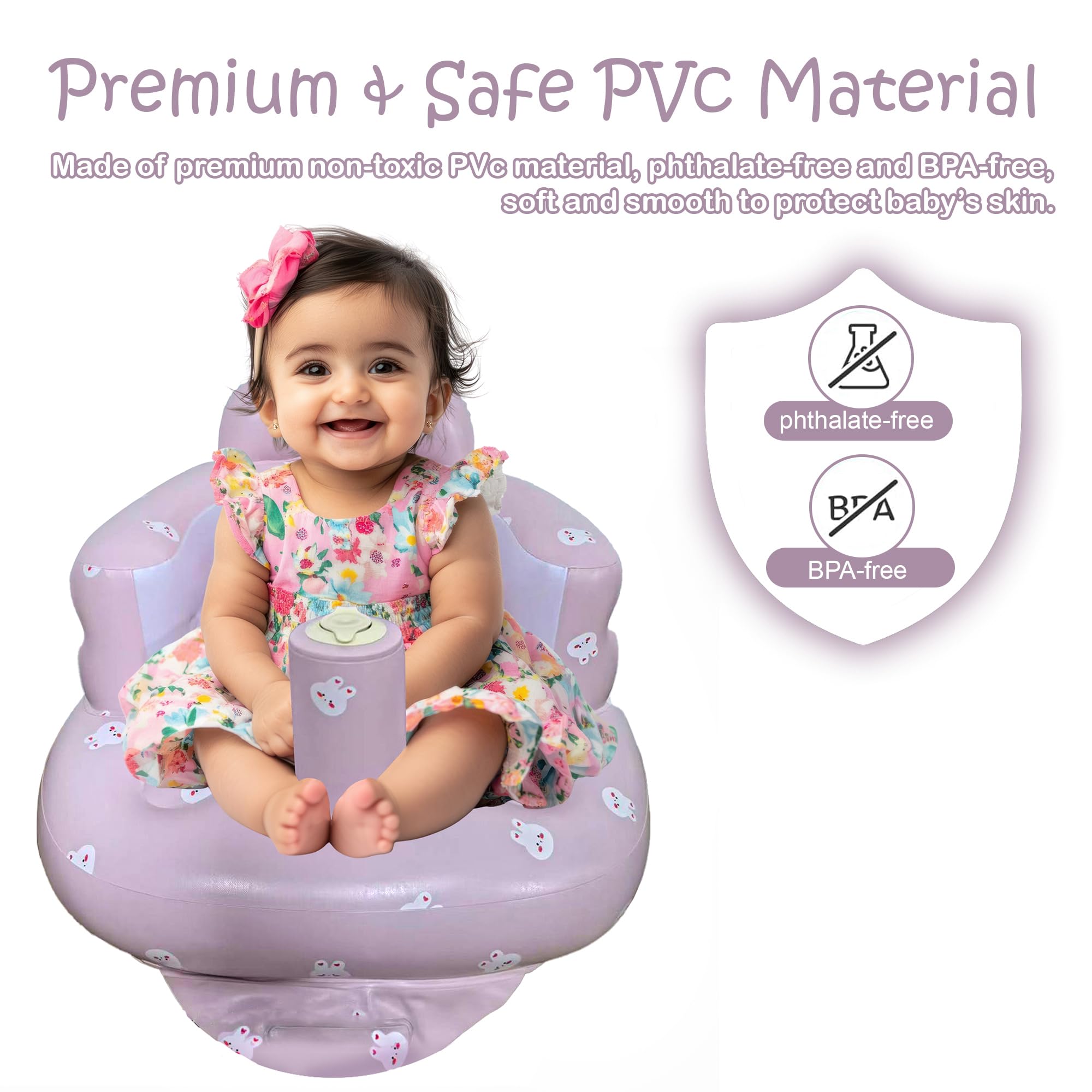 Elemensis inflatable rabbit seat side view demonstrates wide, stable base for balance