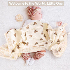 ELEMENU baby swaddle blanket with tassel, soft cotton texture ideal for cozy swaddling