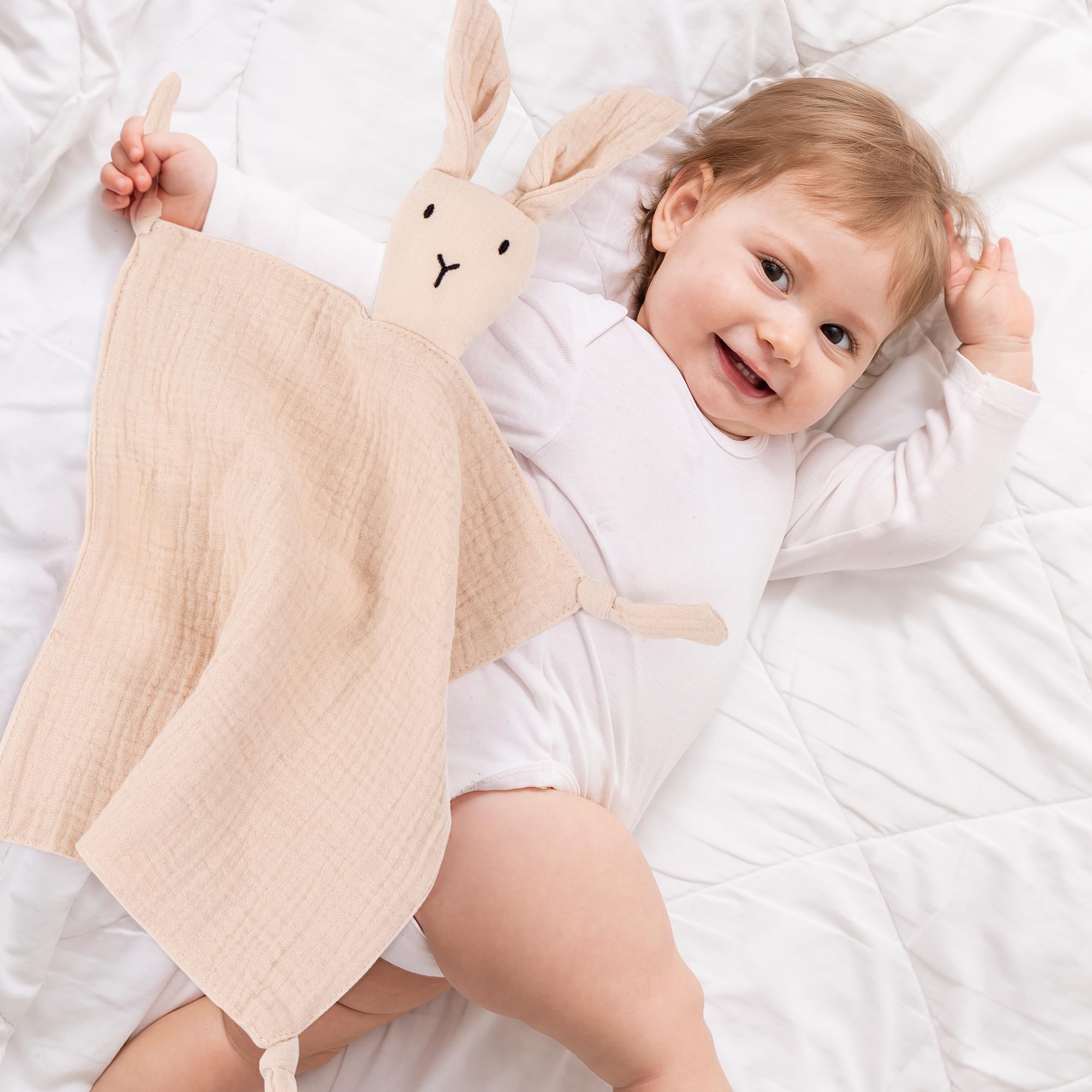 ELEMENU baby bunny lovey offers comforting security for newborns and parents
