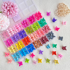 Elemirsa 24 colors mini butterfly clips shows vibrant hues for coordinating outfits.