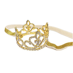 ELEMIRSA baby crystal crown gold side view showcases delicate sparkle for newborn portraits.
