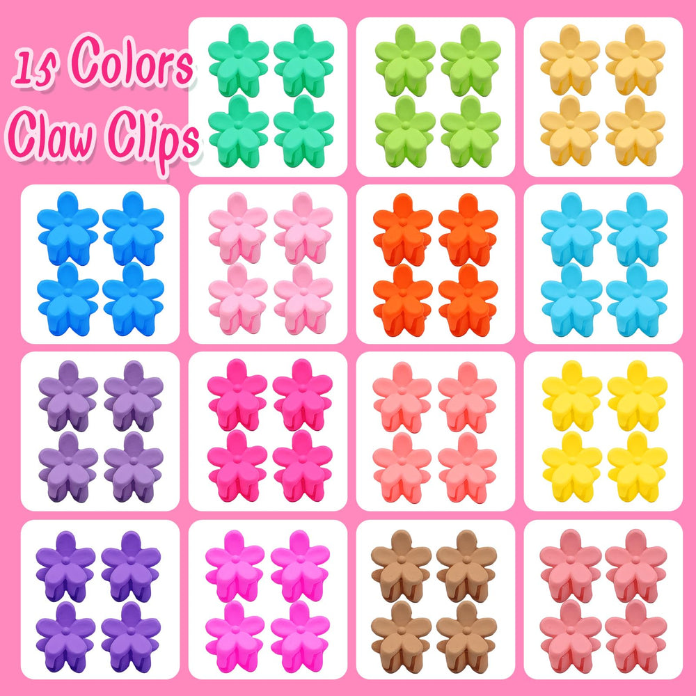 ELEMIRSA mini flower clips closeup shows colors for versatile toddler looks