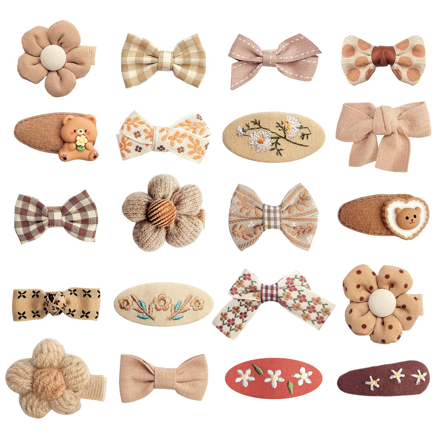 ELEMIRSA EleMirsa girl hair clip brown flower shows fabric detailing for daily outfits