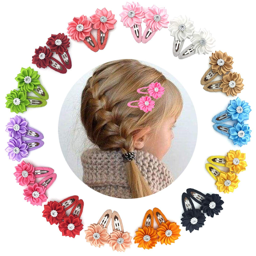 Elesa Miracle 28pcs baby girl hair clips set with colorful flower bows for versatile styling