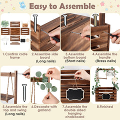 ELESTONE baby shower crate with announcement sign and hangers for personalization
