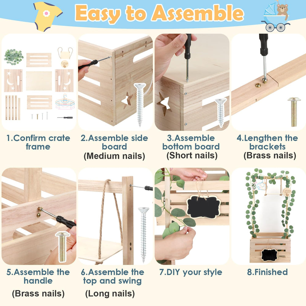 ELESTONE garland detail adds festive nursery styling to the baby crate.